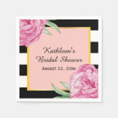 Hochzeit Bridal Floral Glam Schwarze Streifen Serviette (Vorderseite)