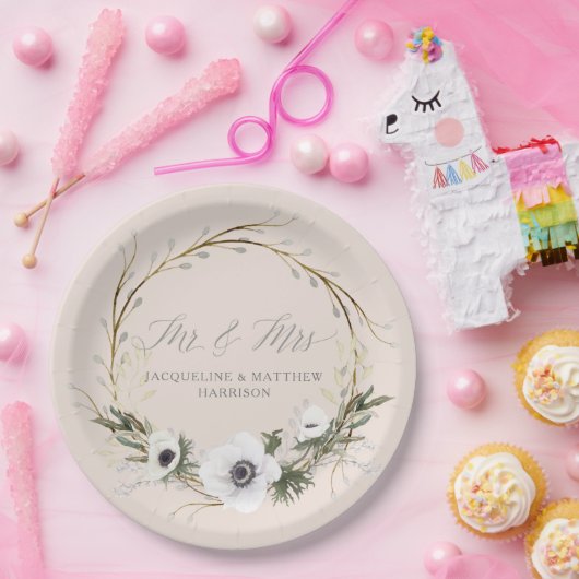 Hochzeit Bridal Moderne Rustikale BOHO Anemone Wre Pappteller (Party)