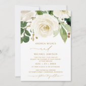Hochzeit Bridal Wasserfarbe Weiße Vegetation Einladung (Vorderseite)