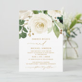 Hochzeit Bridal Wasserfarbe Weiße Vegetation Einladung (Stehend Vorderseite)