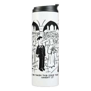 Hochzeit - Bridegroom Practice Joke Cartoon Therma Thermosbecher