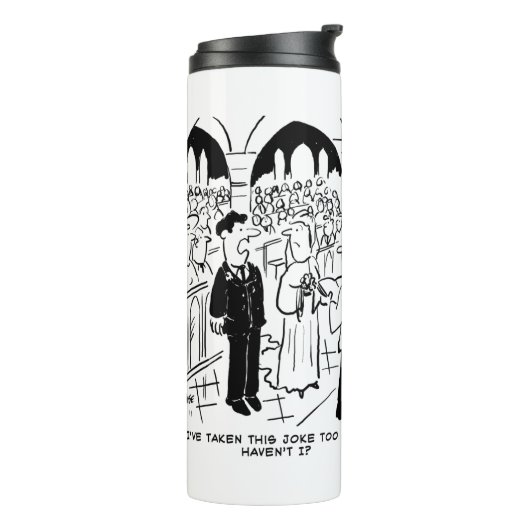 Hochzeit - Bridegroom Practice Joke Cartoon Therma Thermosbecher (Nach links gedreht)