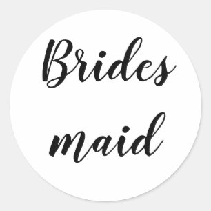Hochzeit Bridesmaid Einfach Minimalistisch Schwarz Runder Aufkleber