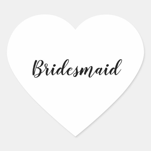 Hochzeit Bridesmaid einfach modern Schwarz-weiß Herz-Aufkleber (Vorderseite)