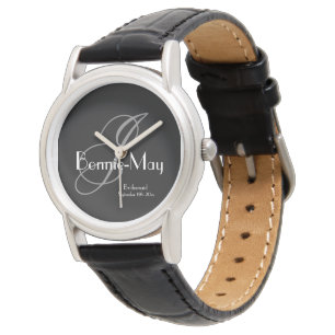 Hochzeit Bridesmaid Geschenk Elegantes Monogramm M Armbanduhr