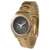 Hochzeit Bridesmaid Geschenk Moderne Monogramm Nam Armbanduhr (Schrägansicht)