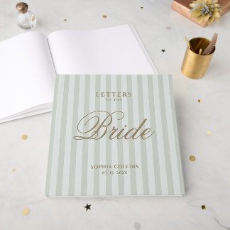 Hochzeit - Briefe an die Braut in Hellgrün gestrei Gästebuch
