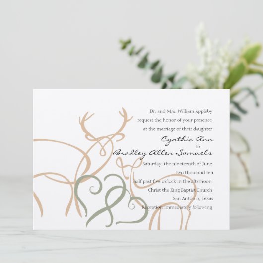 Hochzeit Buck und Dos in Liebe Einladung (Stehend Vorderseite)