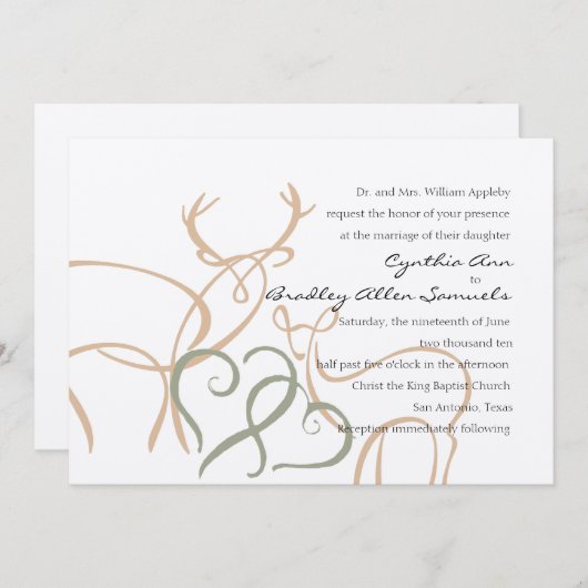 Hochzeit Buck und Dos in Liebe Einladung (Vorne/Hinten)