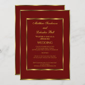 Hochzeit Burgund Gold Elegant Moderne Einladung (Vorne/Hinten)