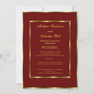 Hochzeit Burgund Gold Elegant Moderne Einladung