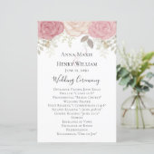 Hochzeit Burgund Rose Floral Watercolor Programm (Stehend Vorderseite)