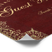 Hochzeit Burgundy Gold Bitte unterzeichnen Sie uns Poster (Ecke)