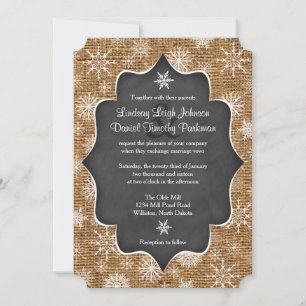 Hochzeit Burlap Schneeflocken Chalkboard Ein Einladung