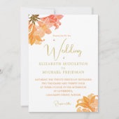 Hochzeit Burnt Orange Sienna Floral Elegant Einladung (Vorderseite)