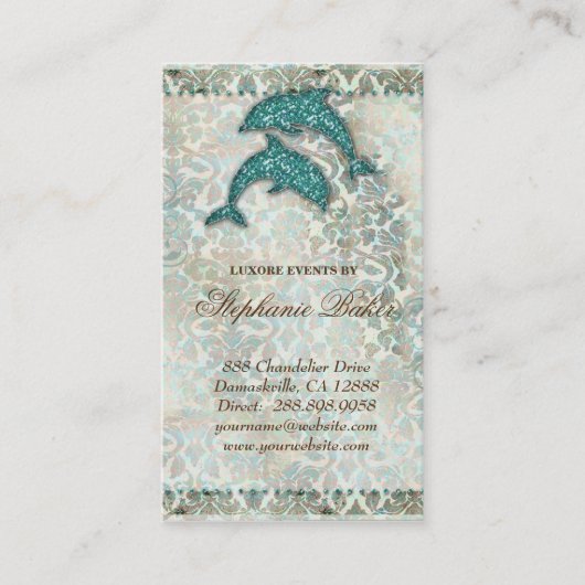 Hochzeit Business Card Beach Dolphin Vintag Visitenkarte (Vorderseite)