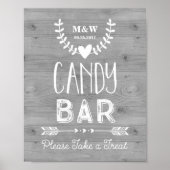 Hochzeit Candy Bar Sign Wood Hearrows Arrows Poster (Vorne)