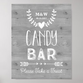 Hochzeit Candy Bar Sign Wood Hearrows Arrows Poster