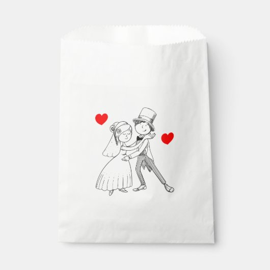 Hochzeit Cartoon Braut Groom Rot Nur verheiratet Geschenktütchen (Vorderseite)