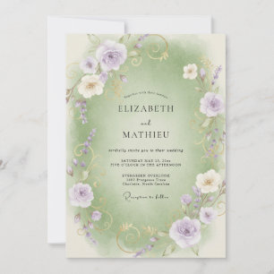 Hochzeit Celadon Lila Ranunculus Eukalyptus Einladung