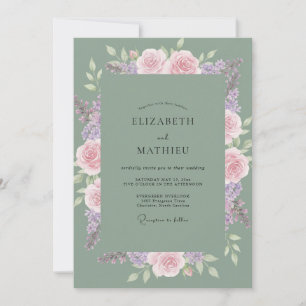 Hochzeit Celadon Lila Rose Einladung