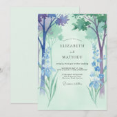 Hochzeit Celadon Periwinkle Wald Eukalyptus Einladung (Vorne/Hinten)