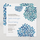 Hochzeit Cerulean Blue Blume blüht Einladung (Vorne/Hinten)