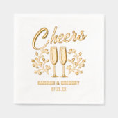 Hochzeit Champagner Blume Cheers Individuelle Name Servietten Mit Folie (Vorderseite)
