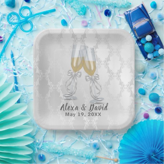 Hochzeit Champagner Toast auf Damaske Pappteller (Party)