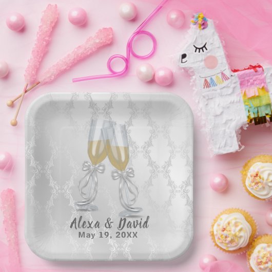 Hochzeit Champagner Toast auf Damaske Pappteller (Party)