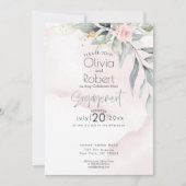 Hochzeit | Chic Boho Woodland Foliage und Rose Einladung (Vorderseite)