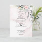 Hochzeit | Chic Boho Woodland Foliage und Rose Einladung (Stehend Vorderseite)