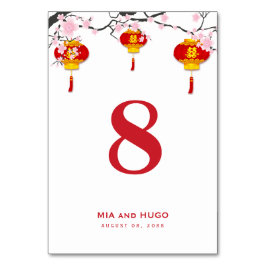 Hochzeit chinesischer Lattern und Kirschblüten Tischnummer