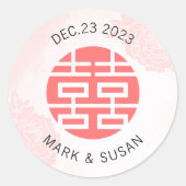 Hochzeit chinesischer Wasserfarben Runder Aufkleber (Vorderseite)