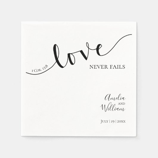 Hochzeit, Christlich, Einfach, Elegant, Typografie Serviette (Vorderseite)