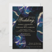 Hochzeit | Cobalt Blue Lila Alcohol Tinte Einladung (Vorderseite)