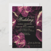 Hochzeit | Crimson Berry Alcohol Ink Einladung (Vorderseite)