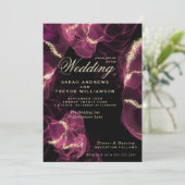 Hochzeit | Crimson Berry Alcohol Ink Einladung (Stehend Vorderseite)