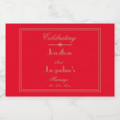 Hochzeit Custom Bride Groom Chic Red Gold Mini Alkoholflaschenetikett (Einzelnes Label)