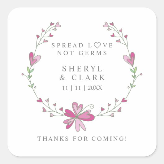 Hochzeit Custom Pink Blumenstrauß Sanitäter Quadratischer Aufkleber (Vorderseite)