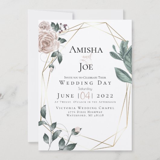 HOCHZEIT | Custom - Wasserfarbenfrohe Dusty Rose G Einladung (Vorderseite)