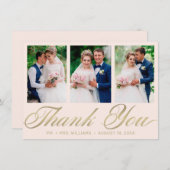 Hochzeit Danke 3 Foto Collage Blush Gold (Vorne/Hinten)