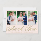 Hochzeit Danke 3 Foto Collage Blush Gold (Vorderseite)