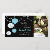 Hochzeit danke Aqua Blue Lanterns Foto Card (Vorne/Hinten)