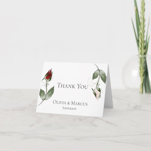 Hochzeit Danke | Aquarell Rose Bud (Vorderseite)