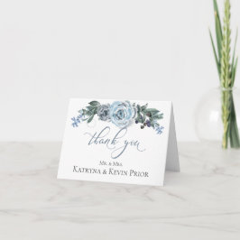 Hochzeit Danke | Aquarellfarbene blaue Rose
