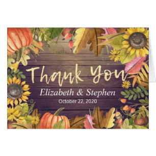 Hochzeit Danke Autumn Maple Blätter Pumpkin Wood