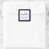 Hochzeit Danke, Blue Monogram Names Aufkleber (Tasche)