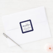 Hochzeit Danke, Blue Monogram Names Aufkleber (Umschlag)