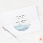 Hochzeit Danke Blue Watercolor Runder Aufkleber (Umschlag)